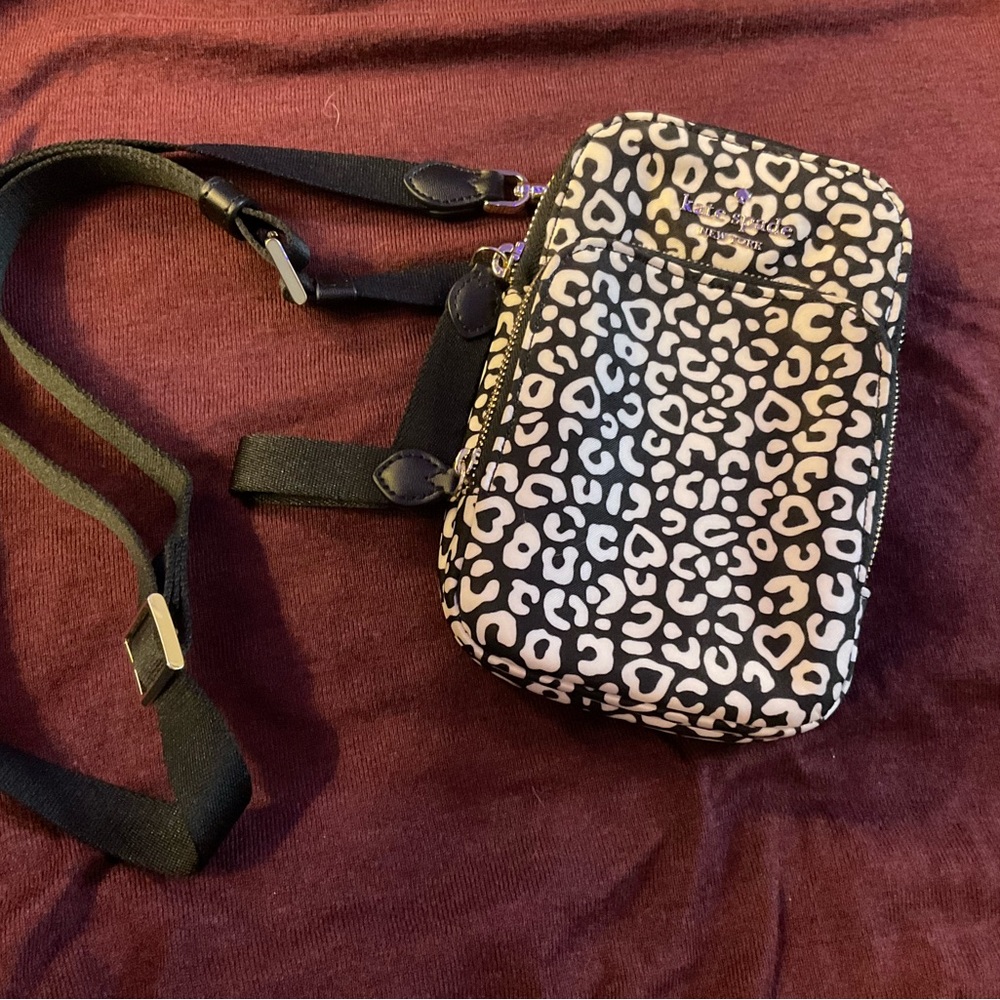 Kate Spade Black and White Leopard Print Crossbody Bag